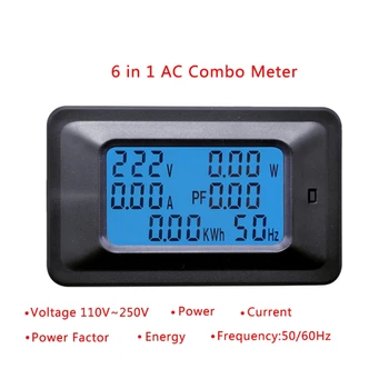 20/100A SROVĖS LCD Skaitmeninis Skydelis Vatų Galios Matuoklis Stebėti Įtampos KWh Voltmeter Ammeter 652A