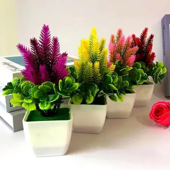 2021 Naujas 1Pc Dirbtinių Gėlių, Žolės Vazoninių Bonsai Kambarį Biure Sodo Stalo Dekoro Dirbtinis Bonsai Gėlių Puodą Su