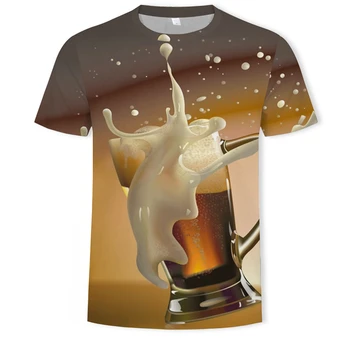 2021 naujas alaus marškinėliai įdomus, minkšti, patogūs, stilingi vyriški trumpomis Rankovėmis 3D atspausdintas t-shirt
