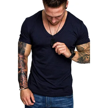 2021 Naujas Viršūnes Vyrų Marškinėliai Fitneso T-shirts Mens V kaklo Vyras marškinėliai vyrams Tshirts M-3XL