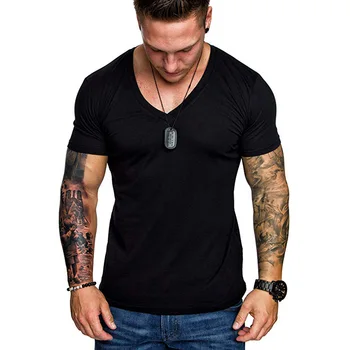 2021 Naujas Viršūnes Vyrų Marškinėliai Fitneso T-shirts Mens V kaklo Vyras marškinėliai vyrams Tshirts M-3XL