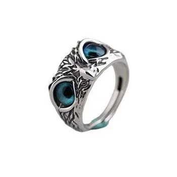 2021 tendencija Vintage Blue Eye Pelėda moteriški žiedai, vyriški žiedas suporuoti žiedai poroms Cool stuff mens papuošalai Bijouterie Moteris
