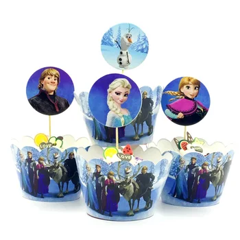 24pcs Princesė Cupcake Įpakavimo+Rėžtuvės nustatyti Vaikų Mergaičių Gimtadienis Prekių Torto Kepimo Šalies Apdaila