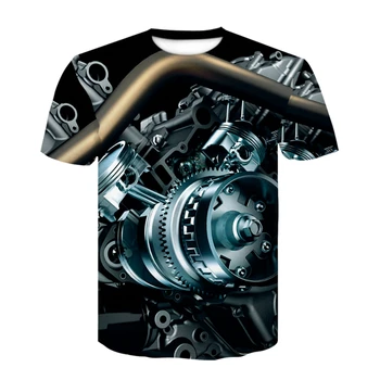 3D Motociklo marškinėliai Tee Vyrų Vasaros Įdomus Atspausdintas T-shirt vyriški T-shirt Pankų Drabužių, Retro Drabužių, Mechaninė, T-marškinėliai, Topai