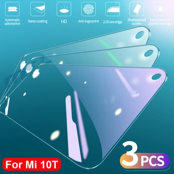 3Pcs Grūdintas Stiklas Xiaomi Mi 10T Pro Mi10T Lite Screen Protector Kovos su 