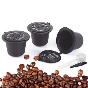6Pcs/Set Plastiko Kavos Kapsulė Daugkartinio naudojimo Nestle Kavos Kapsulė Su Filtro Dangtelis Daugkartiniai Kavos Kapsulė Juoda 2021