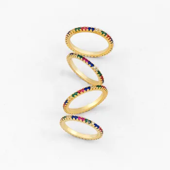 Bettyue Paprastumo Dizaino Moterų Vaivorykštės Spalvų Kubinis Cirkonis Maža Elegantiškas Žiedas Tinka Šalis Vestuvių Mados