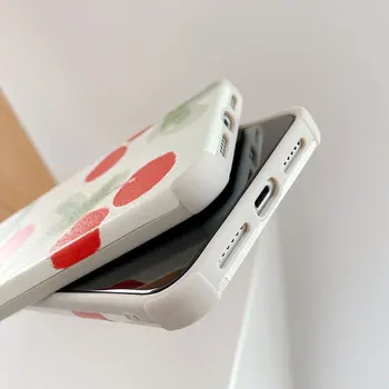 Boucho Telefono dėklas Skirtas iPhone 11 Pro Max 11pro SE 2 XR X XS Max 7 8 Plius 8plus vaisių Vyšnių Modelis minkštos PU Odos Padengti