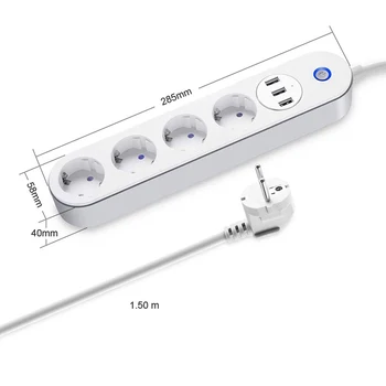 ES Rozetės Kištuką Wifi Smart Power Juostelės Su 3 USB Įkrovimo lizdas Laiko Perkrovos Apsauga Smart Gyvenimo Tuya programa veikia Su Alexa