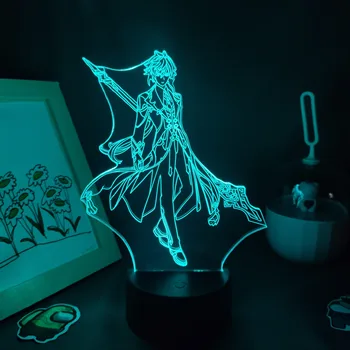Genshin Poveikio Žaidimas Pav Zhong Li 3D Lempa Led RGB Naktį Šviesos Gimtadienio Kietas Dovana Draugui Lova Lentelė Spalvinga Apdaila