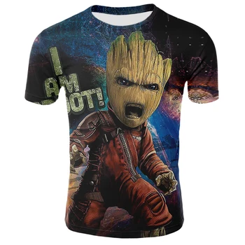 Groot Globėjai Galaxy 3D Smagu T-shirt 3D Spausdinimo Vyrai/Moterys T-shirt Hip-Hop T-shirt O-kaklo Vaikų Anime ir Animacinių filmų T-shi