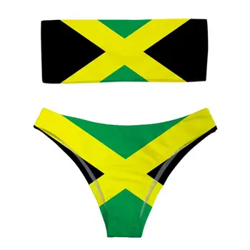 Jackherelook Jamaikos Vėliavos Modelis Moterų High Waisted maudymosi Kostiumėliai, Moterų Vasaros Paplūdimio Kamšalu Bandeau Maudymosi Maudymosi Rinkiniai Mujer