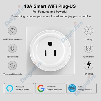 JAV/USA Smart Plug WiFi Smart Lizdas 16A 100-240V Surge Protector, Balso Kontrolės Laikmatis Dirbti Su Alexa 