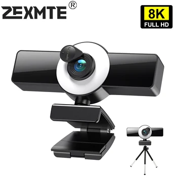 Kamera 4K 8K Web Kamera Su Mikrofonu LED Užpildyti Šviesos Mini Cam Konferencijos Transliacijos Vaizdo įrašą 