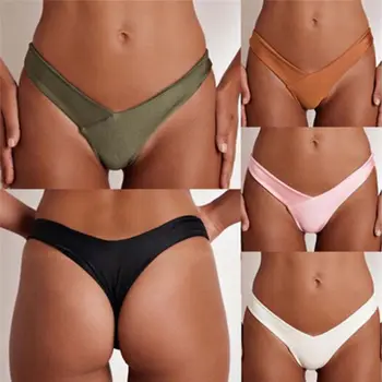 Karšto pardavimo 2018 Naujas Vasaros Seksualių Moterų Bikini Diržas Apačioje Brazilijos V Ruched Pusiau maudymosi Kostiumėliai Paplūdimio geros kokybės