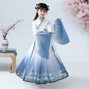 Kinijos Hanfu Mergina Vaikų, Cosplay Kostiumai, Šifono Princesė Tango Tiktų Vaikams Hanfu Kinų Tradicinė Suknelė Kinijos Liaudies Šokis