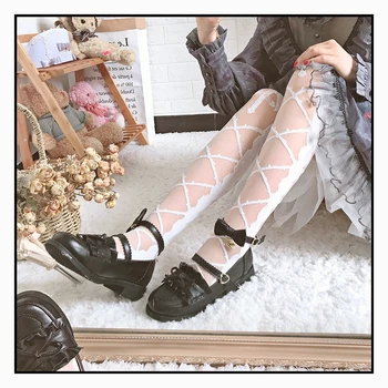 Lolita moterų kūgio stiklo slim vasarą kelio kojinių harajuku Lolita Japonijos kojinės