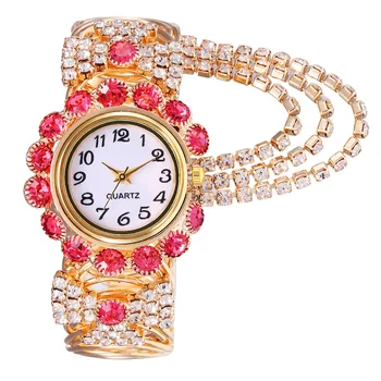 Mados Prabangių Moterų Diamond Inkrustacijos Apyrankės, Laikrodžiai Kalnų Krištolas Nerūdijančio Plieno Diržo Žiūrėti Ponios Kvarcinis Laikrodis Reloj Mujer