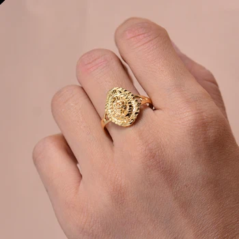 Mažas Dubajaus Aukso Spalvos Žiedas Moterys Asmenybės Žiedas, skirtas Moterims, Vyrams, Aukso Spalvos Žavesio Šaliai, Papuošalai Afrikos Arabų Elementus