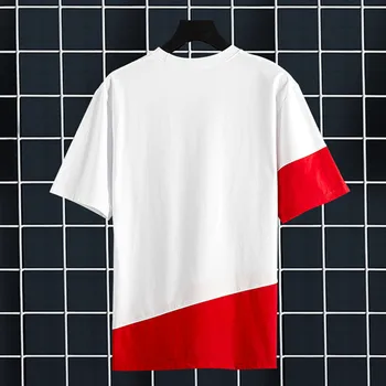 Naujas tarptautinis tendencija paprasta modelis juodos ir raudonos spausdinimo mados T-shirt vyrams ir moterims, poroms Europos stilius laisvas trumpus s