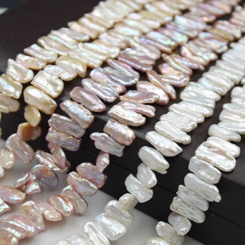 Nemokamas pristatymas perlų karoliukus, KESHI PERLŲ ,BIWA perlų karoliukus, pobūdžio gėlavandenių perlų su dantų krapštuką formos-aplink 8x18 mm .
