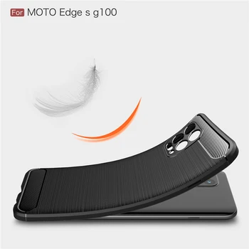 Padengti Motorola Moto G100 Atveju, atsparus smūgiams Bamperis Minkštos TPU Silikono Anglies Pluošto Telefono Galinio Dangtelio Moto G100 G10 G30 Atveju