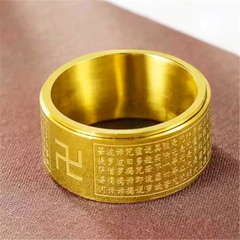 Priedai Titano Plieno Budistų Svastika Papuošalai Pasukti Vyrų ir Moterų Nerūdijančio Plieno Svastika Širdies Sutra Žiedas