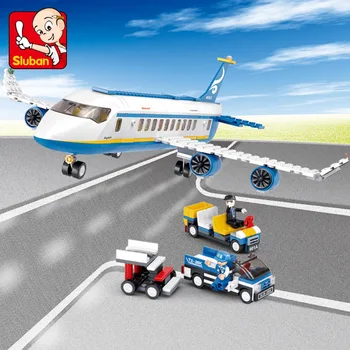 SLUBAN Miestas Aviacijos oro Uostas, Lėktuvas Keleivinį Lėktuvą Autobusų SS Duomenys Statyba Blokai, Plytos, Klasikinis Modelis Žaislai Vaikams Dovanų