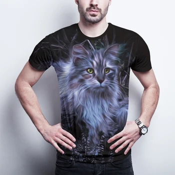 Tshirts vyrų katė modelio marškinėliai anime Cartoon Vaikų marškinėliai sumažinti naminių gyvūnėlių 2020 3D spausdinimo Įgulos kaklo naujas modelis t-shirt vyras