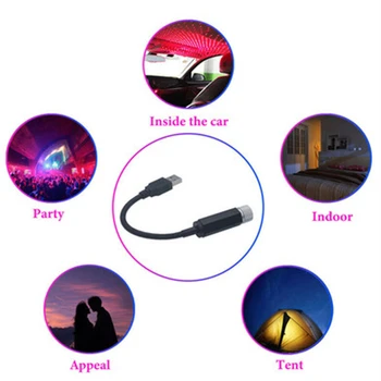 USB 5V LED Žvaigždėtas Dangaus Projektorius Nakties Žiburiai Automobilio Atmosfera Aplinkos Žvaigždučių 