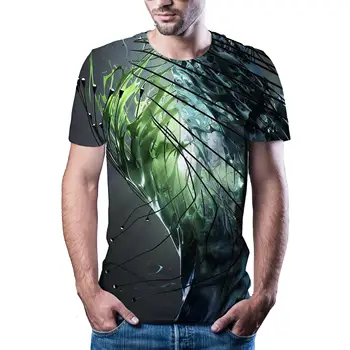 Vasaros Men 'S 3d Spausdinimo T-Shirt Žaibo Dekoracijos Spausdinimas, T-Marškinėliai, VYRIŠKI Marškinėliai Vasaros Black T-Shirt Apvalus Kaklas Paplūdimio T-Shirt