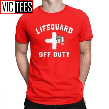 Vyrai T-Shirt Off Duty Tinginys Napping Gelbėtojų Humoro Medvilnės Raudona Lifeguarding Vienodus Marškinėlius Camisas Hombre Negabaritinius