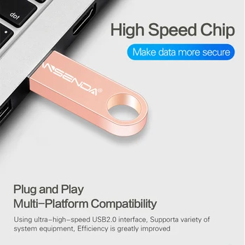 WANSENDA USB Flash Drive, Pen Drive 8GB 16GB 32GB 64GB Pendrives Vandeniui Metalo U Disko Memoria Cle USB Raktą, Atminties Stick