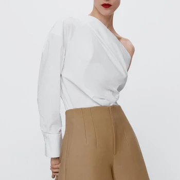 Za Marškinėliai topai naujas mados paprastas biuro balti marškinėliai moterims 2021 atsitiktinis chic gatvės medvilnė jaunimo moteriški marškinėliai